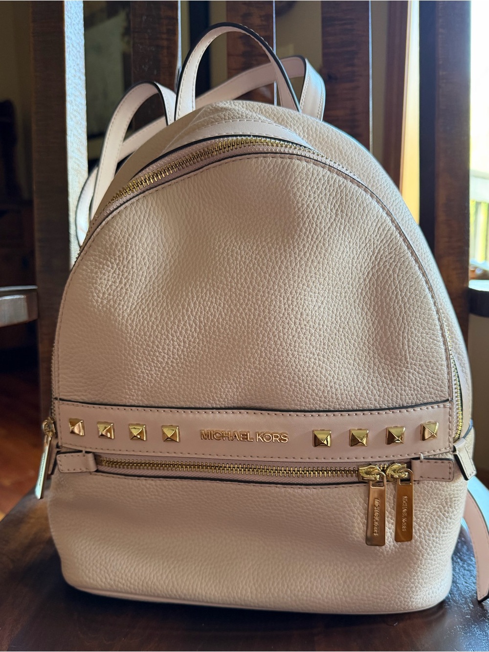 Michael Kors Women's Pink Pebbled Leather Mini Backpack
